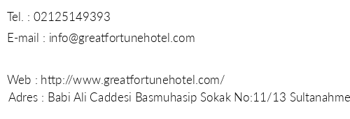 Great Fortune Hotel & Spa telefon numaralar, faks, e-mail, posta adresi ve iletiim bilgileri
